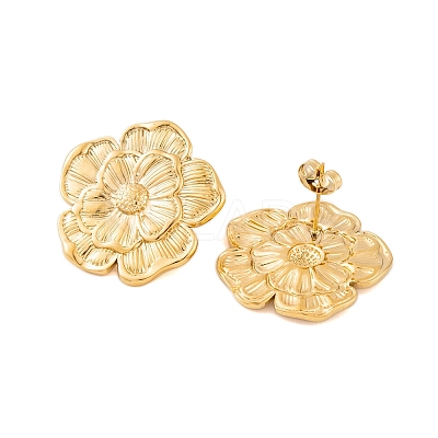 Ion Plating(IP) 304 Stainless Steel Stud Earrings for Women EJEW-P279-49G-1