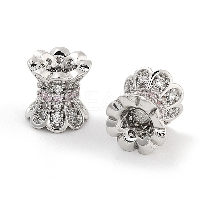 Brass Micro Pave Clear Cubic Zirconia Beads KK-P271-39B-03-1