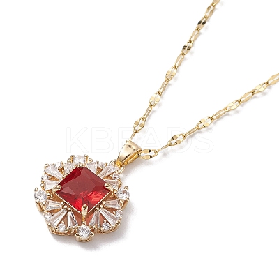 Brass Micro Pave Cubic Zirconia Pendant Necklaces NJEW-C039-07KCG-1