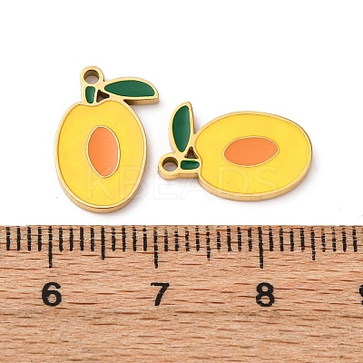 Fruit Seris 304 Stainless Steel Enamel Charms STAS-U060-03G-08-1