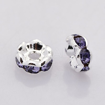 Brass Rhinestone Spacer Beads RB-A014-L6mm-18S-1