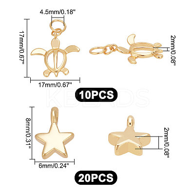 30Pcs 2 Sytles Rack Plating Brass Pendants KK-AR0003-10-1