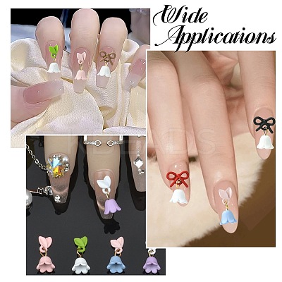 24Pcs 8 Colors Lily of the Valley Alloy Cabochons MRMJ-CJ0001-30-1