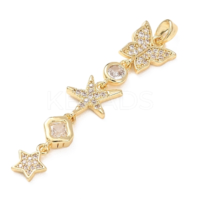 Tassel Brass Micro Pave Clear Cubic Zirconia Pendants KK-L271-01G-02-1