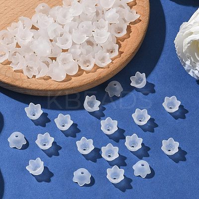 Chunky Clear Transparent Frosted Tulip Flower Acrylic Bead Caps X-PL543-1-1