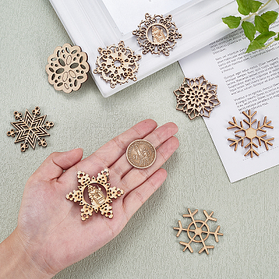 50Pcs Laser Cut Unfinished Wood Pendants WOOD-CJ0001-37-1