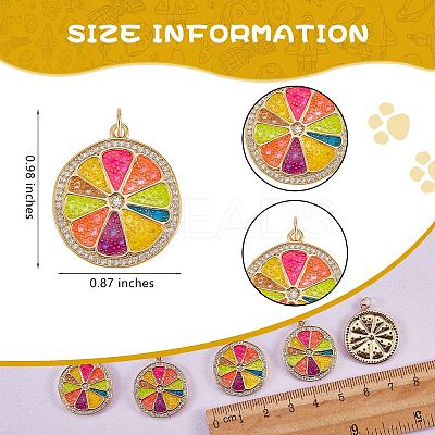 5Pcs Eco-Friendly Brass Micro Pave Cubic Zirconia with Enamel Pendants KK-SZ0005-71-1