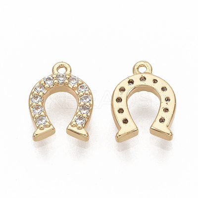 Brass Micro Pave Clear Cubic Zirconia Charms ZIRC-T011-09G-NF-1