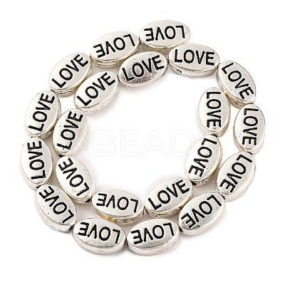 Oval with Word Love Tibetan Style Alloy Bead Strands TIBEB-O007-24-LF-1