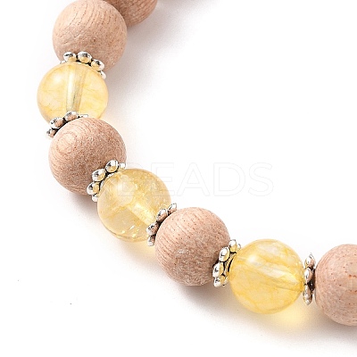 Round Natural Quartz Crystal Beaded Stretch Bracelets BJEW-JB05607-03-1