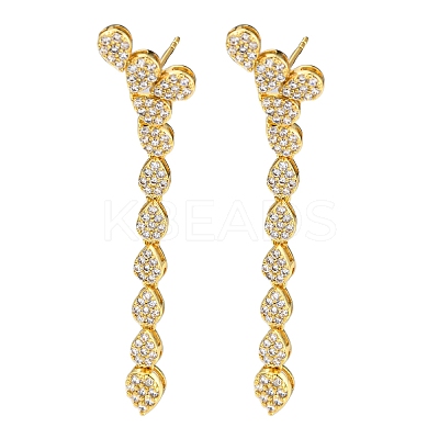 Rack Plating Brass Cubic Zirconia Teardrop Dangle Stud Earrings EJEW-K245-52G-1