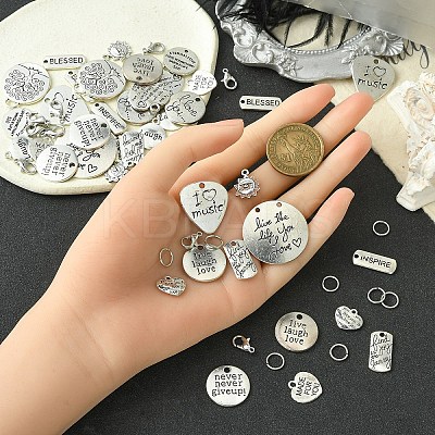 DIY Word Alloy Pendant Decoration Making Kit DIY-YW0008-90-1