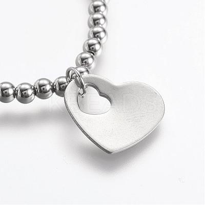 Tarnish Resistant 304 Stainless Steel Pendants Stretch Bracelets BJEW-JB02739-03-1