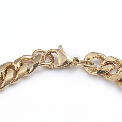 Unisex 304 Stainless Steel Curb Chain Bracelet & Necklace Jewelry Sets SJEW-L198-002G-1