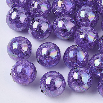 AB Color Transparent Crackle Round Acrylic Beads CACR-S006-05-1