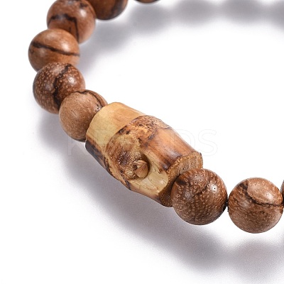 Couples Wood Beads Stretch Bracelets BJEW-JB04121-1