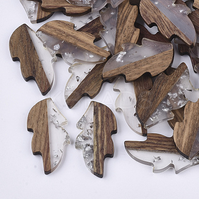 Transparent Resin & Wood Cabochons RESI-Q210-015A-A02-1
