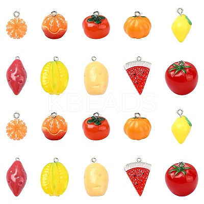 10Pcs 10 Styles Autumn Theme Resin Pendants FIND-YW0005-42-1