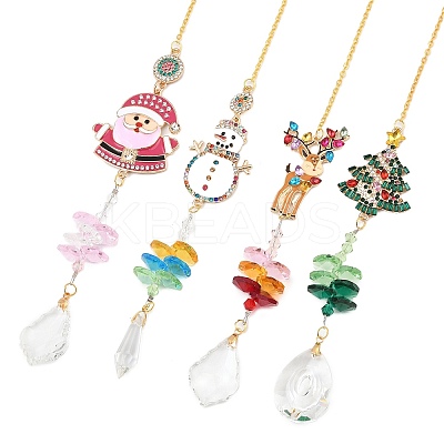 4Pcs Christmas Rhinestones with Crystals Pendant Decoration HJEW-Z008-01G-1