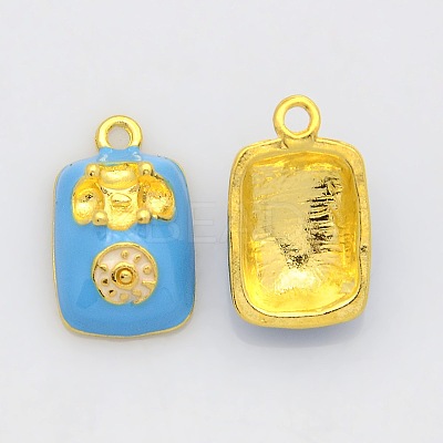 Golden Tone Alloy Enamel Pendants ENAM-J467-01G-1