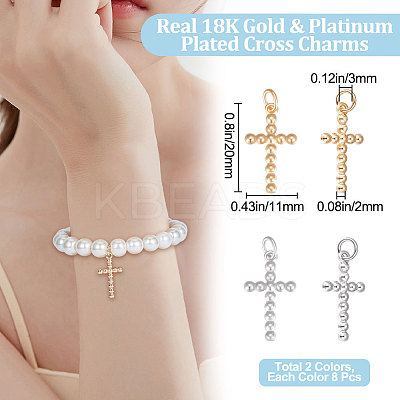 16Pcs 2 Color Brass Pendants KK-BBC0005-86-1
