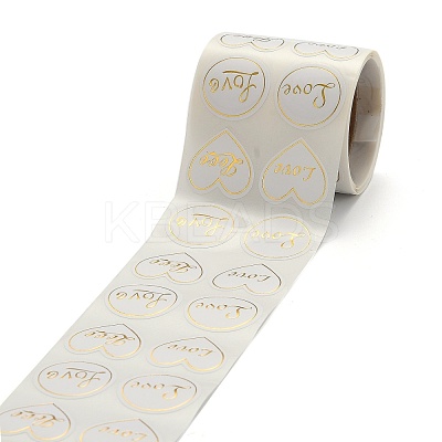 Heart and Flat Round with Word Love Valentine's Stickers Self Adhesive Tag Labels X-DIY-E023-05-1