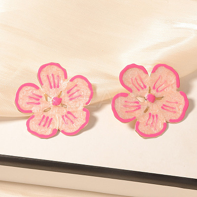 Flower Alloy Enamel Stud Earrings FS-WGEB1E1-02-1