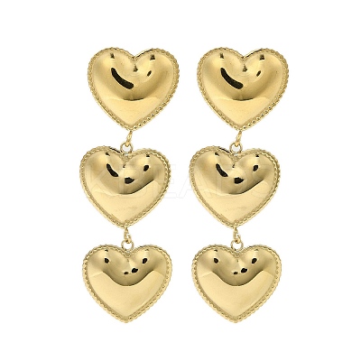 304 Stainless Steel Heart Dangle Stud Earrings for Women EJEW-U020-05G-1