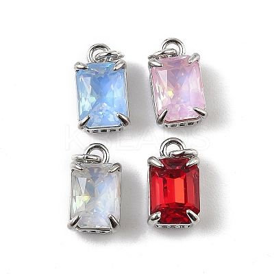 Brass Micro Pave Cubic Zirconia Charms with Glass Crystal KK-Q039-02P-1