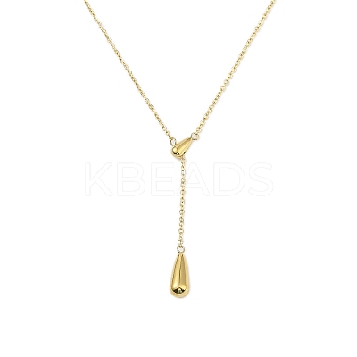 304 Stainless Steel Teardrop Pendant Necklaces LS-NJEW-N055-17G-1