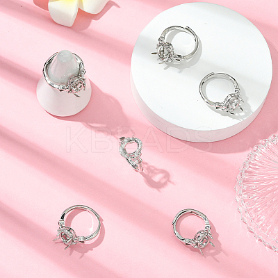 6Pcs Adjustable Brass Micro Pave Clear Cubic Zirconia Finger Ring Components ZIRC-BBC0003-43-1