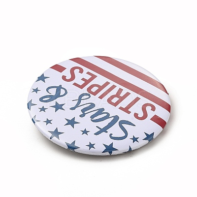 Independence Day Flat Round Tinplate Badge Pins LS-JEWB-G021-01F-1