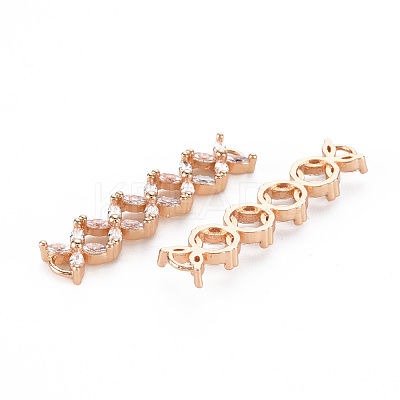 Rack Plating Brass Micro Pave Clear Cubic Zirconia Links Connectors KK-T060-36-RS-1