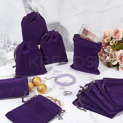 30Pcs Rectangle Velvet Drawstring Pouches TP-NB0001-61B-1