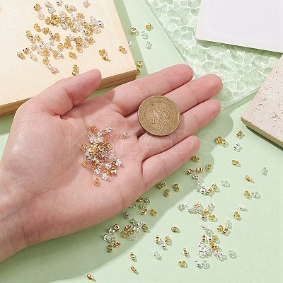 200Pcs 2 Colors Stainless Steel Ear Nuts FIND-YW0004-12-1