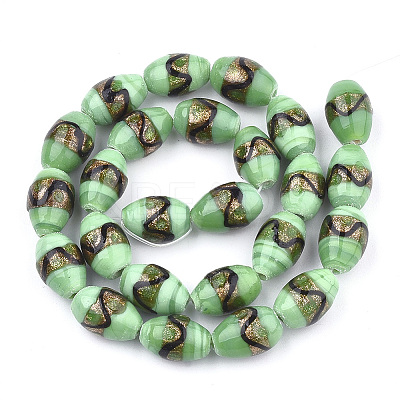 Handmade Gold Sand Lampwork Beads X1-LAMP-T006-01G-1