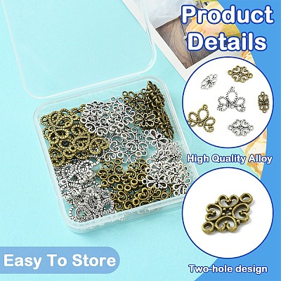60Pcs 6 Styles Tibetan Style Links/Connectors TIBE-YW0001-68-1-1