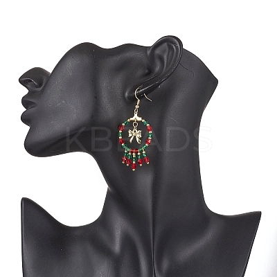 Christmas Themed Handmade Glass Seed Beads Dangle Earrings EJEW-MZ00488-01-1