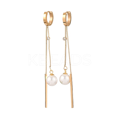 304 Stainless Steel Acrylic Imitation Pearl Hoop Earrings EJEW-F393-14G-1