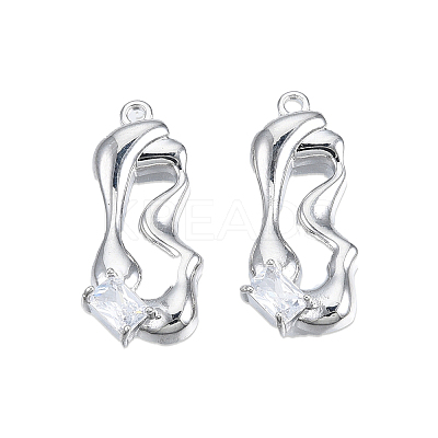 Brass Pave Clear Cubic Zirconia Pendants KK-N232-442P-1