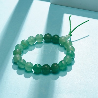 Natural Green Aventurine Round Beads Stretch Bracelet BJEW-JB07235-01-1