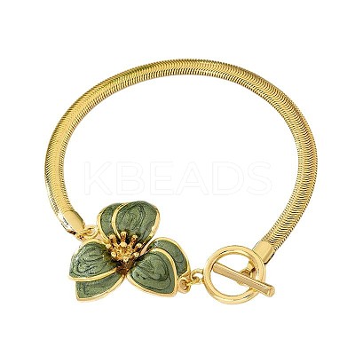 Summer Beach Alloy Yellow Green Enamel Flower Flat Snake Chain Anklets for Women FS-WGA3212-01-1