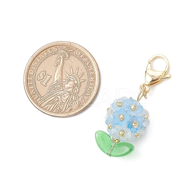 Hydrangea Acrylic & Glass Seed Beads Pendant Decorations HJEW-MZ00217-1