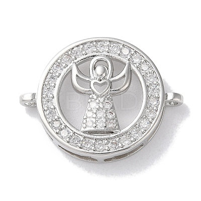 Rack Plating Brass Micro Pave Clear Cubic Zirconia Connector Charms KK-Z039-35P-1