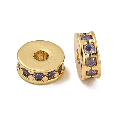 Rack Plating Brass Micro Pave Cubic Zirconia Beads KK-U030-26G-06-1