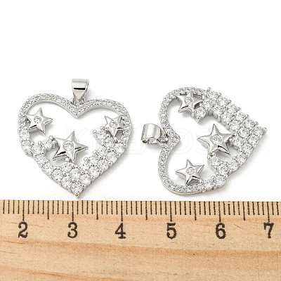 Rack Plating Brass Micro Pave Cubic Zirconia Pendants KK-F869-22P-1