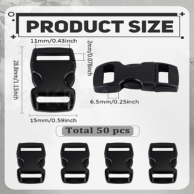 50Pcs POM Plastic Side Release Buckles KY-LP0001-09-1