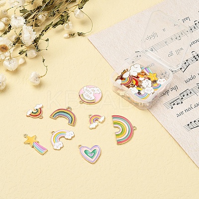 25Pcs 25 Style Light Gold Alloy Enamel Pendants ENAM-YW0001-82-1