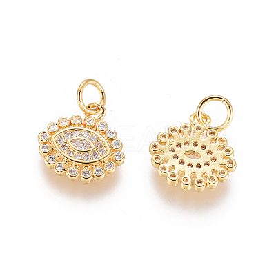 Brass Micro Pave Clear Cubic Zirconia Charms ZIRC-L093-20G-1