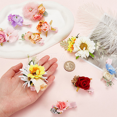10Pcs 10 Styles Simulation Flower Cloth Alligator Hair Clips PHAR-GA0001-01-1
